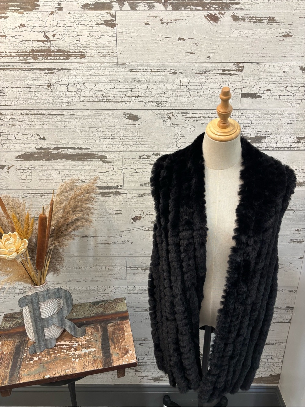 Chico's NWT Black Faux Fur & Sweater Vest